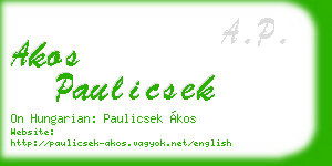 akos paulicsek business card