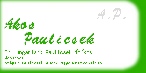 akos paulicsek business card